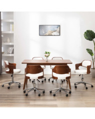 Chaises pivotantes à manger lot de 6 bois courbé et similicuir | Mobilier & Déco