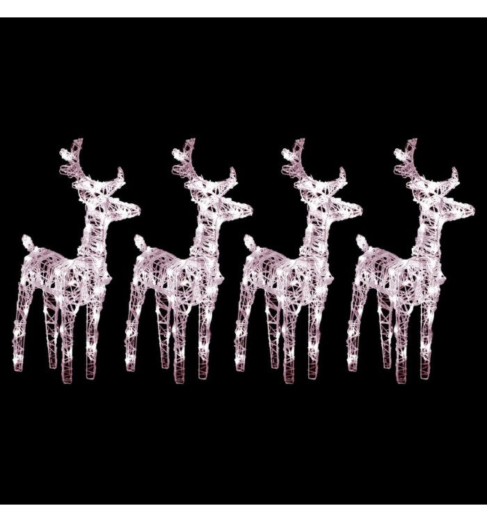 Rennes de Noël 4 pcs 160 LED Blanc chaud Acrylique | Mobilier & Déco