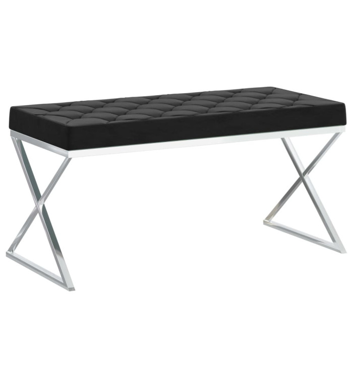Banc 97 cm Noir Velours et acier inoxydable | Mobilier & Déco