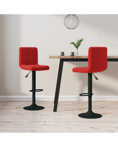 Tabourets de bar lot de 2 rouge bordeaux velours | Mobilier & Déco