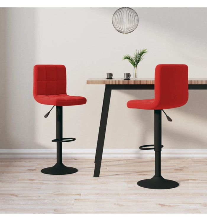 Tabourets de bar lot de 2 rouge bordeaux velours | Mobilier & Déco