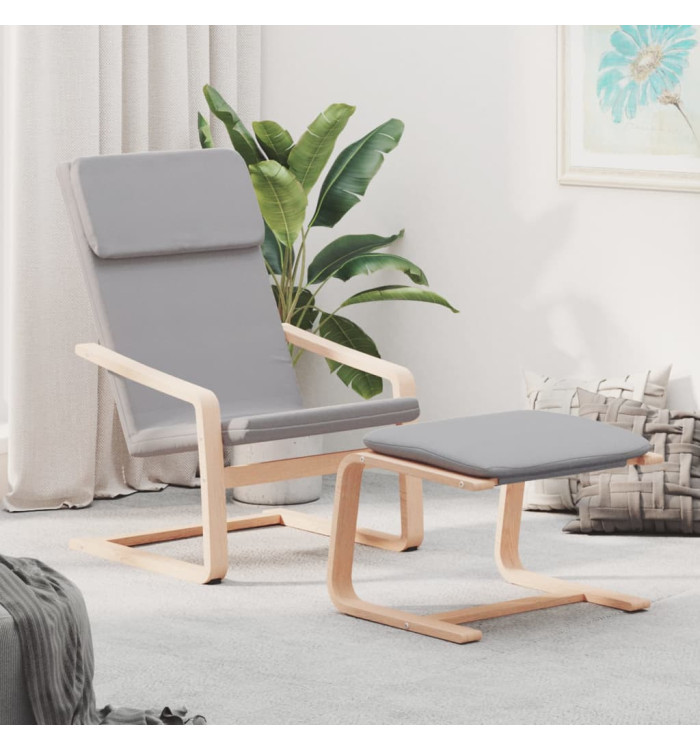 Chaise de relaxation avec repose-pied Gris clair Tissu | Mobilier & Déco