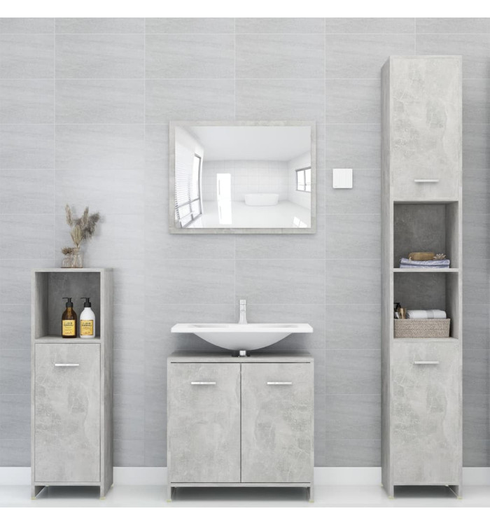 Ensemble de meubles de bain 4 pcs Gris béton Aggloméré | Mobilier & Déco