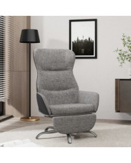 Chaise de relaxation avec repose-pieds Gris clair Tissu | Mobilier & Déco
