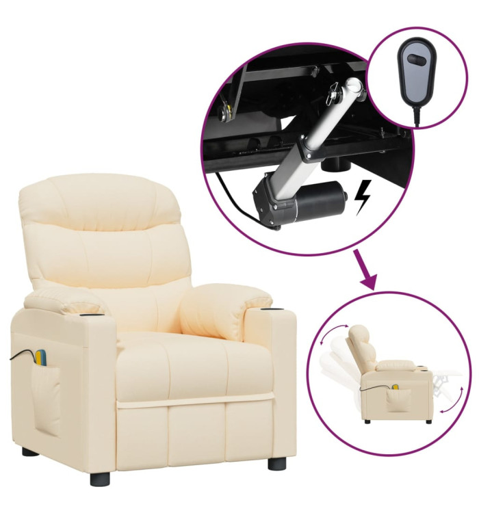 Fauteuil électrique de massage Crème Tissu | Mobilier & Déco