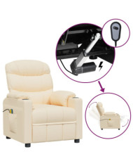 Fauteuil électrique de massage Crème Tissu | Mobilier & Déco