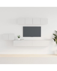 Ensemble de meubles TV 5 pcs Blanc Bois d'ingénierie | Mobilier & Déco