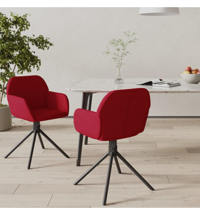 Chaises pivotantes à manger lot de 2 Rouge bordeaux Velours | Mobilier & Déco