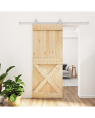 Porte coulissante et kit de quincaillerie 85x210 cm pin massif | Mobilier & Déco
