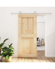 Porte coulissante et kit de quincaillerie 90x210 cm pin massif | Mobilier & Déco