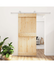 Porte coulissante et kit de quincaillerie 90x210 cm pin massif | Mobilier & Déco
