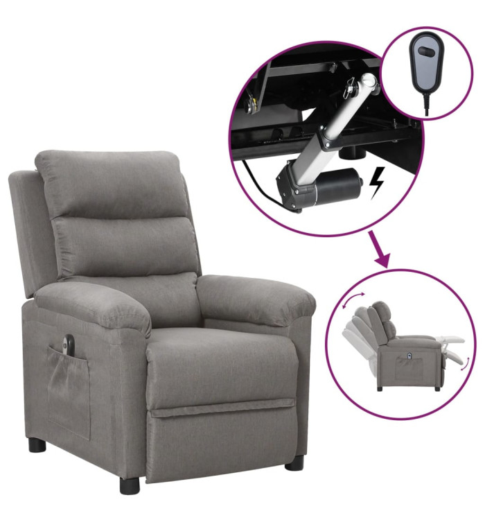 Fauteuil inclinable électrique Gris clair Tissu | Mobilier & Déco