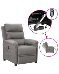 Fauteuil inclinable électrique Gris clair Tissu | Mobilier & Déco