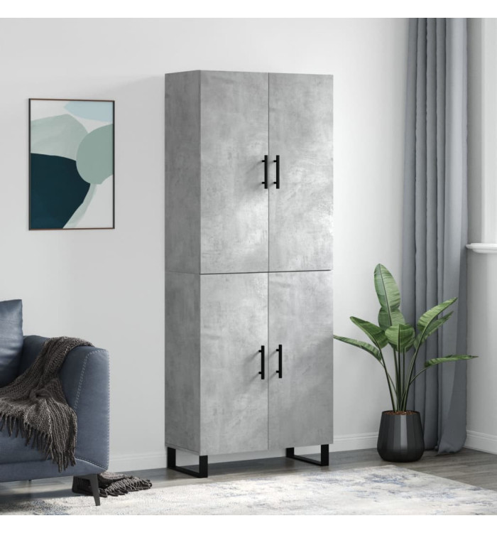 Buffet haut Gris béton 69,5x34x180 cm Bois d'ingénierie | Mobilier & Déco