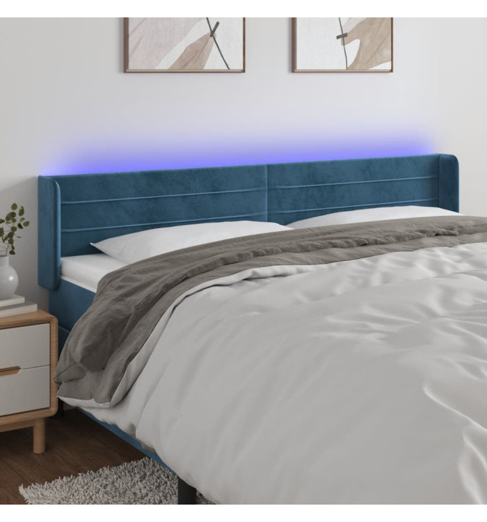 Tête de lit à LED Bleu foncé 163x16x78/88 cm Velours | Mobilier & Déco