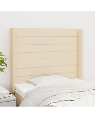 Tête de lit avec oreilles Crème 93x16x118/128 cm Tissu | Mobilier & Déco
