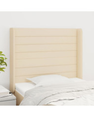 Tête de lit avec oreilles Crème 93x16x118/128 cm Tissu | Mobilier & Déco