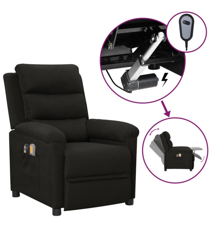 Fauteuil électrique de massage Noir Tissu | Mobilier & Déco