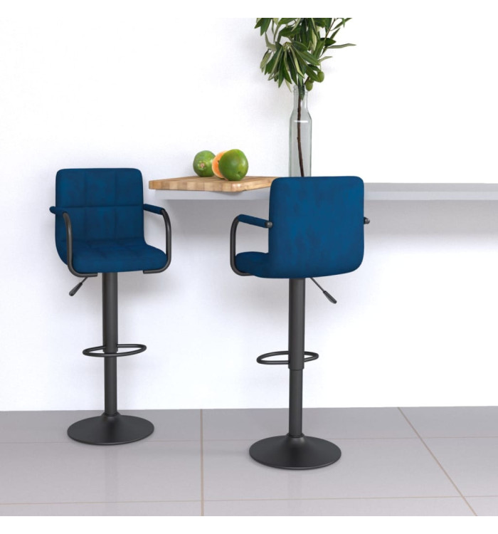 Tabourets de bar lot de 2 bleu velours | Mobilier & Déco
