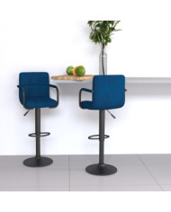 Tabourets de bar lot de 2 bleu velours | Mobilier & Déco