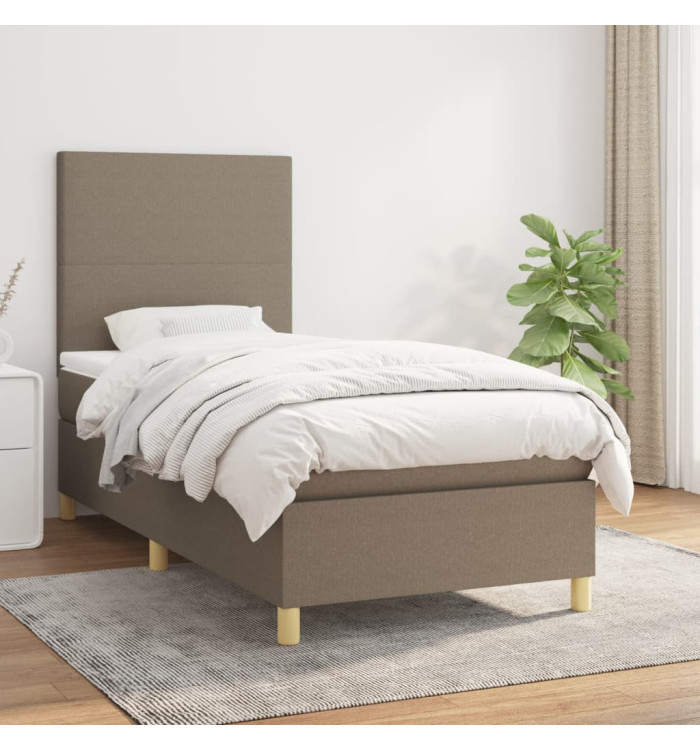 Sommier à lattes de lit avec matelas Taupe 90x200 cm Tissu | Mobilier & Déco