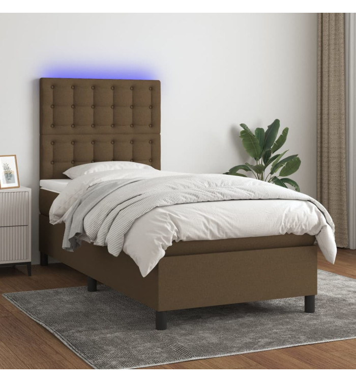 Sommier à lattes de lit et matelas et LED Marron foncé 80x200cm | Mobilier & Déco