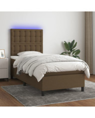 Sommier à lattes de lit et matelas et LED Marron foncé 80x200cm | Mobilier & Déco