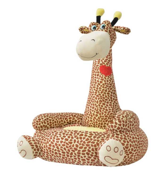 Chaise en peluche pour enfants Girafe Marron | Mobilier & Déco