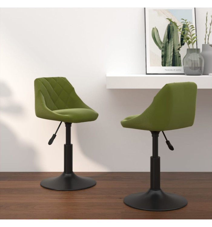 Chaises pivotantes à manger lot de 2 vert clair velours | Mobilier & Déco