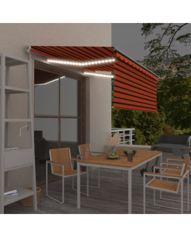 Auvent rétractable manuel store LED 3,5x2,5 m Orange et marron | Mobilier & Déco