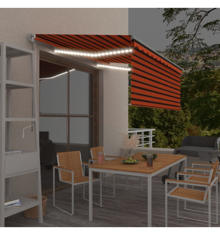 Auvent rétractable manuel store LED 3,5x2,5 m Orange et marron | Mobilier & Déco