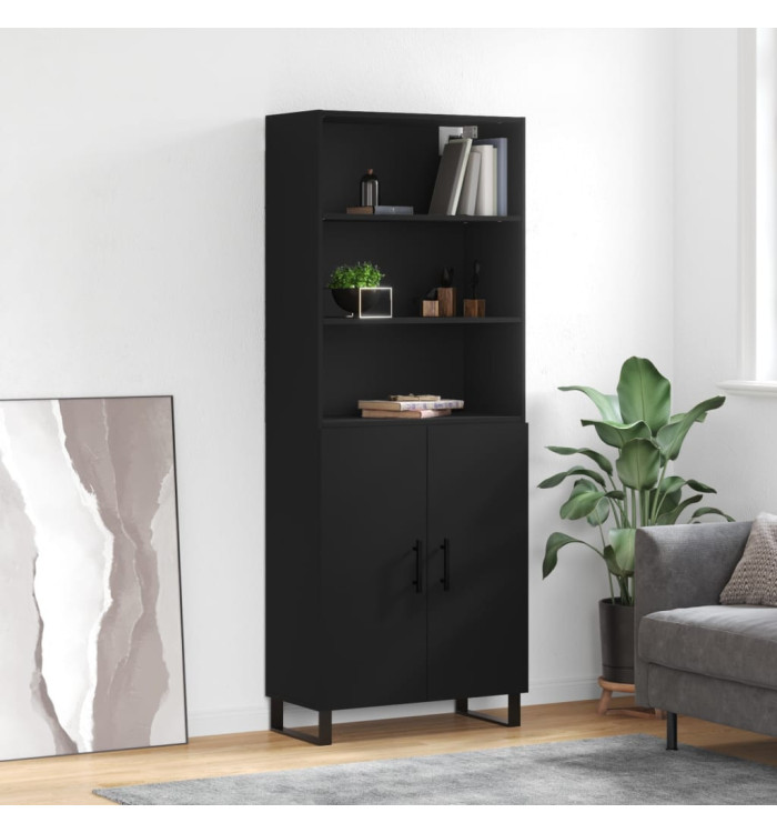 Buffet haut Noir 69,5x34x180 cm Bois d'ingénierie | Mobilier & Déco