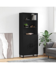 Buffet haut Noir 69,5x34x180 cm Bois d'ingénierie | Mobilier & Déco