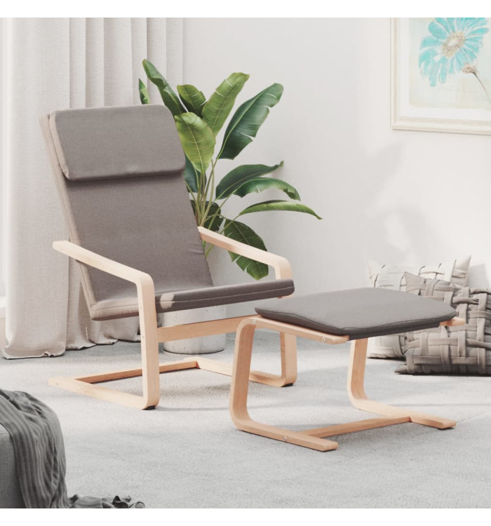 Chaise de relaxation avec repose-pied Taupe Tissu | Mobilier & Déco