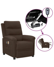 Fauteuil électrique de massage Marron foncé Tissu | Mobilier & Déco