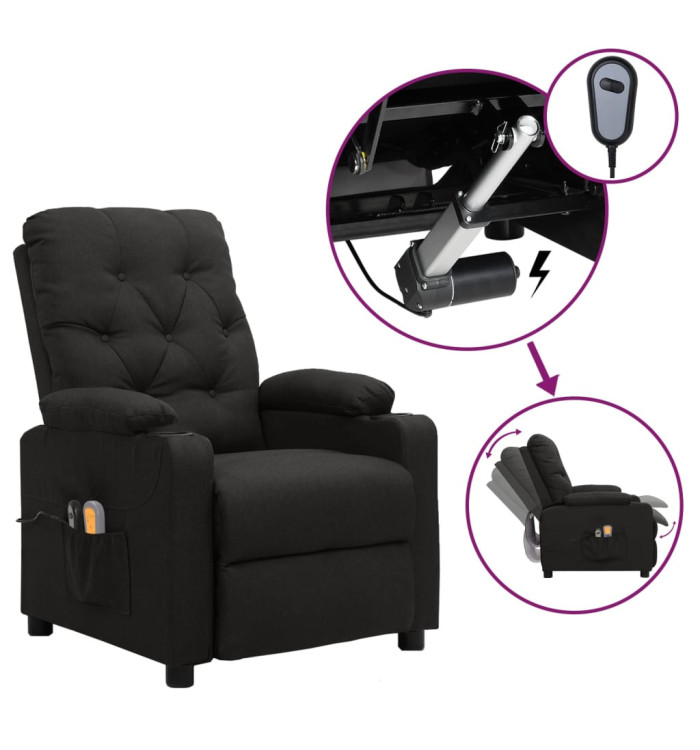 Fauteuil électrique de massage Noir Tissu | Mobilier & Déco
