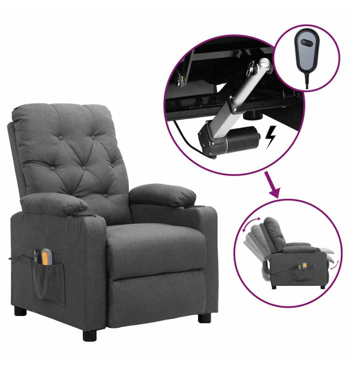 Fauteuil électrique de massage Gris clair Tissu | Mobilier & Déco