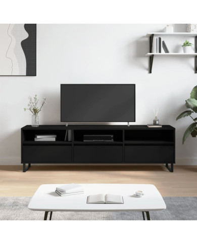 Meuble TV noir 150x30x44,5 cm bois d'ingénierie | Mobilier & Déco