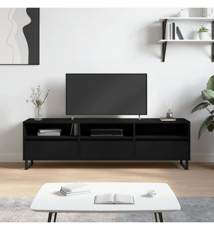 Meuble TV noir 150x30x44,5 cm bois d'ingénierie | Mobilier & Déco