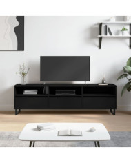 Meuble TV noir 150x30x44,5 cm bois d'ingénierie | Mobilier & Déco