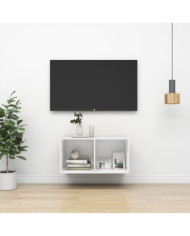 Meuble TV mural Blanc brillant 37x37x72 cm Bois d’ingénierie | Mobilier & Déco