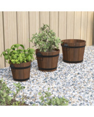 Ensemble de jardinière godet 3 pcs bois massif de sapin | Mobilier & Déco