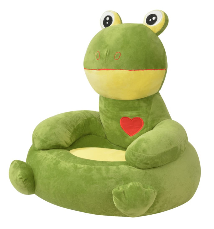Chaise pour enfants en peluche Grenouille Verte | Mobilier & Déco