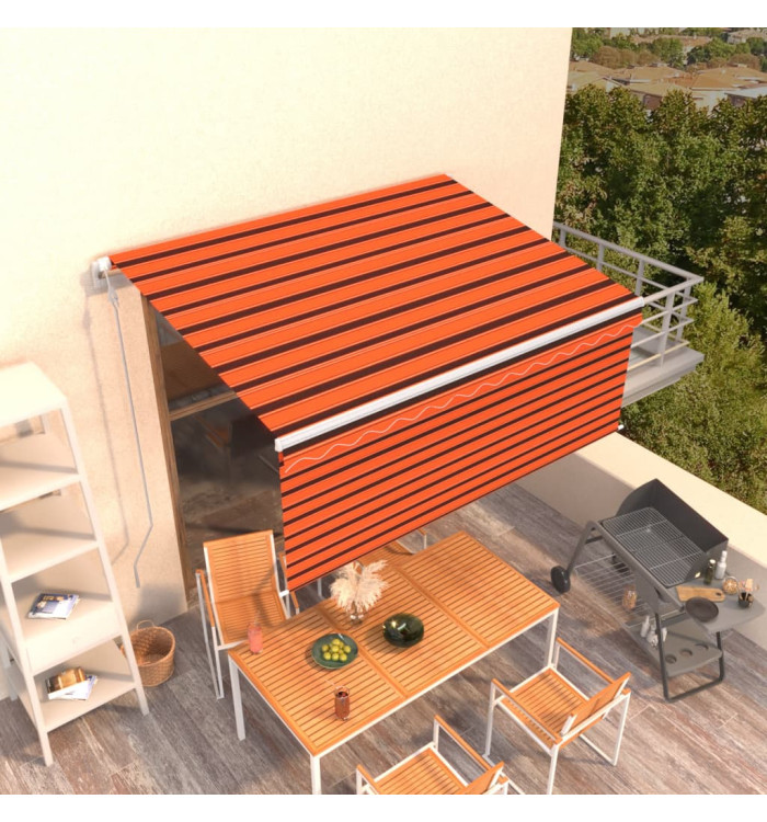 Auvent rétractable automatique store 3,5x2,5 m Orange et marron | Mobilier & Déco