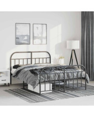Cadre de lit métal sans matelas avec pied de lit noir 135x190cm | Mobilier & Déco