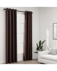 Rideaux occultants Aspect lin avec œillets 2pcs Taupe 140x225cm | Mobilier & Déco