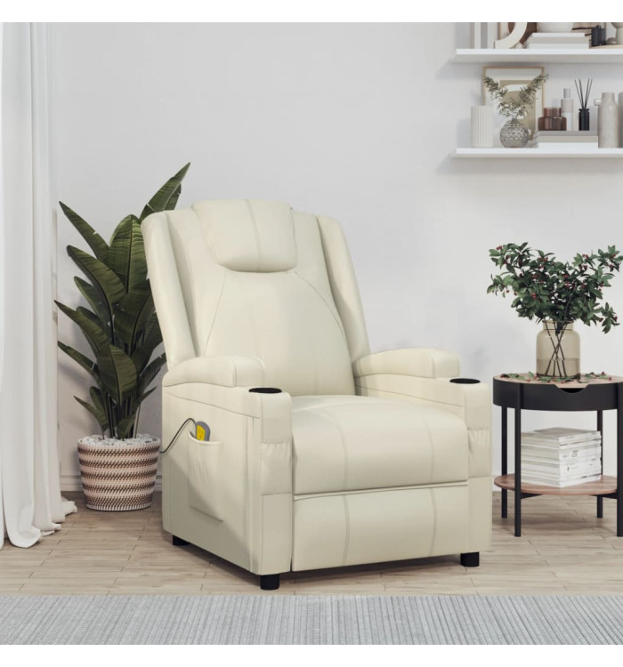 Fauteuil de massage blanc crème similicuir | Mobilier & Déco