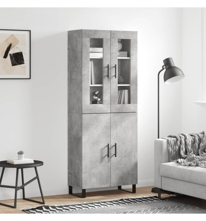 Buffet haut Gris béton 69,5x34x180 cm Bois d'ingénierie | Mobilier & Déco