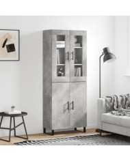 Buffet haut Gris béton 69,5x34x180 cm Bois d'ingénierie | Mobilier & Déco