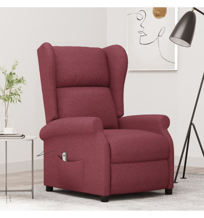 Fauteuil inclinable électrique à oreilles rouge bordeaux tissu | Mobilier & Déco